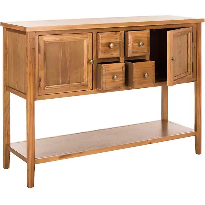New Kirklands Home Natural Oak 4-Drawer Charlotte Sideboard Brown