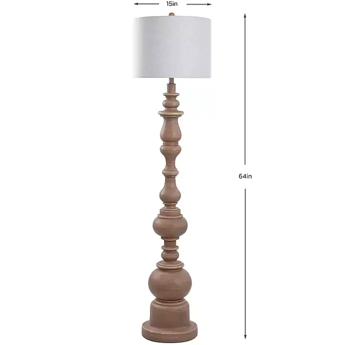 Clearance Kirklands Home Natural Oak Spindle Holland Floor Lamp Tan