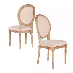 Best Kirklands Home Natural Oval Back Linen Dining Chairs, Set of 2 White