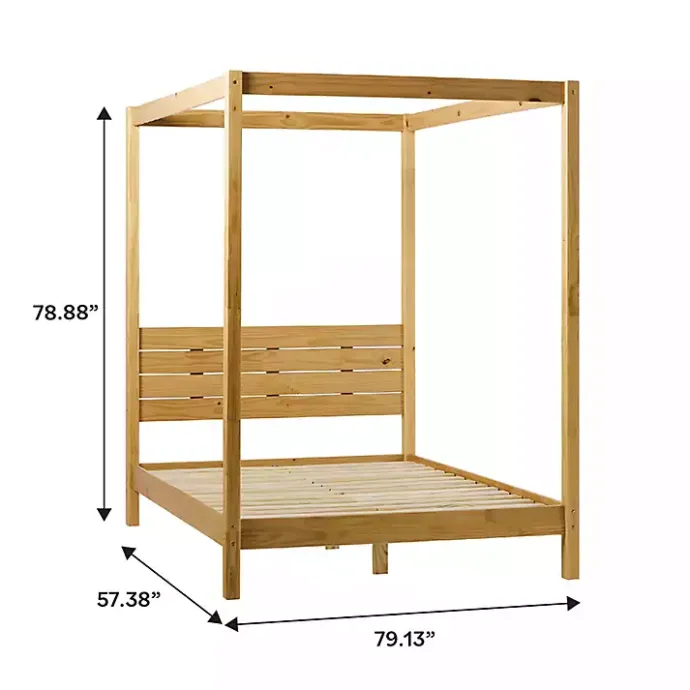 New Kirklands Home Natural Pine Canopy Full Bed Tan
