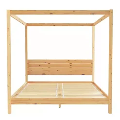 Discount Kirklands Home Natural Pine Canopy King Bed Tan