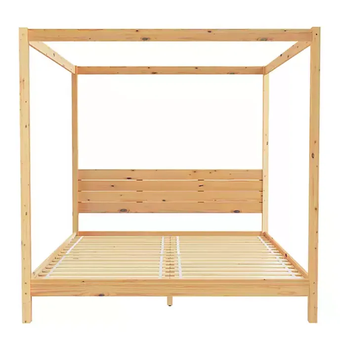 Discount Kirklands Home Natural Pine Canopy King Bed Tan