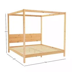 Discount Kirklands Home Natural Pine Canopy King Bed Tan