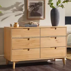 Sale Kirklands Home Natural Pine 6-Drawer Dresser Tan