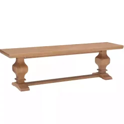 Outlet Kirklands Home Natural Pine Wood Knotted Column Bench Tan