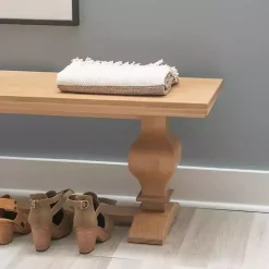 Outlet Kirklands Home Natural Pine Wood Knotted Column Bench Tan