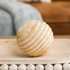 Sale Kirklands Home Natural Pine Wood Orb Tan