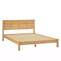 Online Kirklands Home Natural Pine Wood Slatted Headboard Queen Bed Tan