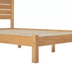 Online Kirklands Home Natural Pine Wood Slatted Headboard Queen Bed Tan