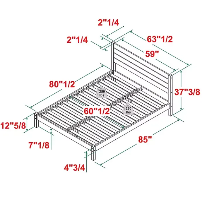 Online Kirklands Home Natural Pine Wood Slatted Headboard Queen Bed Tan