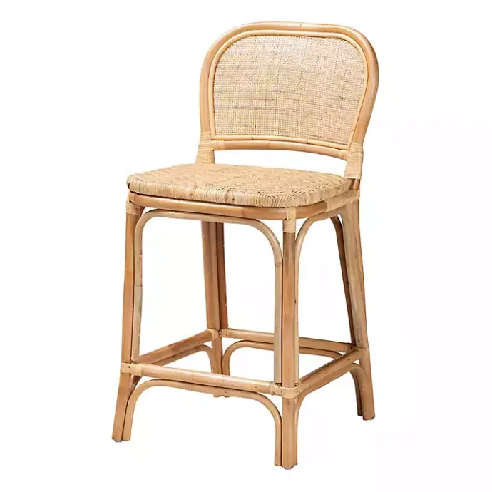 New Kirklands Home Natural Rat Adrena Counter Stool Tan