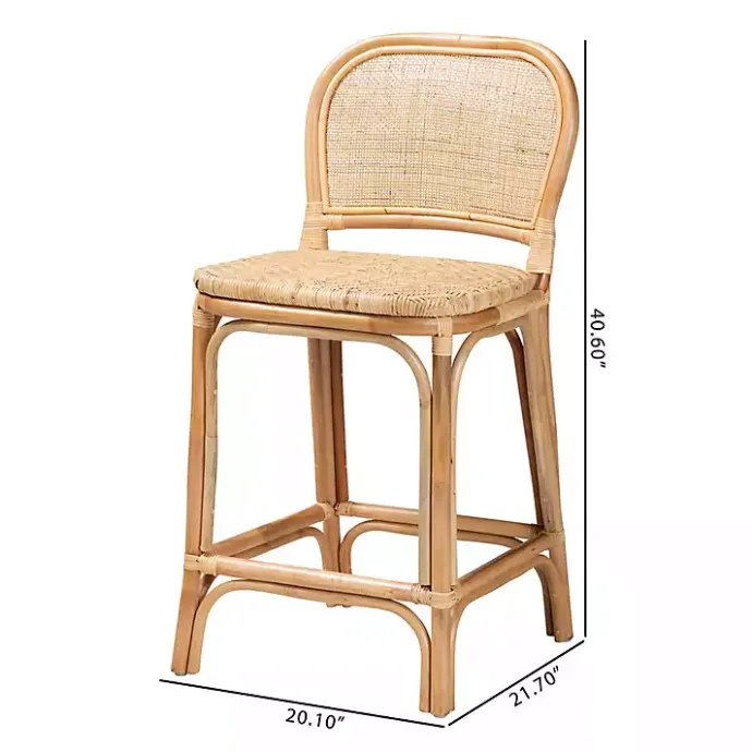 New Kirklands Home Natural Rat Adrena Counter Stool Tan