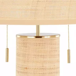 Sale Kirklands Home Natural Rattan and Gold Metal Table Lamp