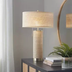 Sale Kirklands Home Natural Rattan and Gold Metal Table Lamp