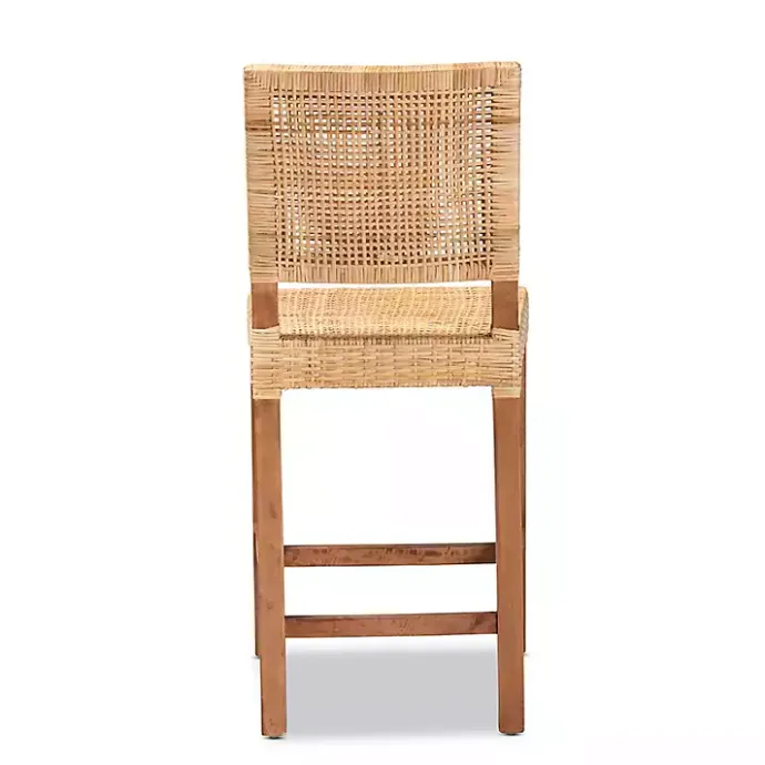 Outlet Kirklands Home Natural Rat and Wood Counter Stool Tan