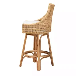 Kirklands Home Natural Rattan Bella Swivel Bar Stool White