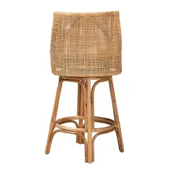 Kirklands Home Natural Rattan Bella Swivel Bar Stool White
