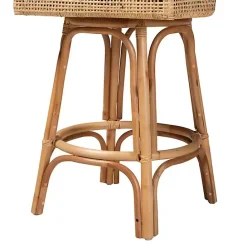 Kirklands Home Natural Rattan Bella Swivel Bar Stool White