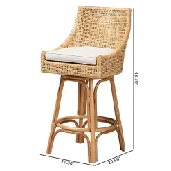 Kirklands Home Natural Rattan Bella Swivel Bar Stool White