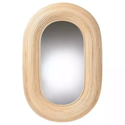 Best Kirklands Home Natural Rattan Boho Oval Wall Mirror