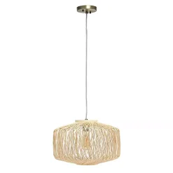 Kirklands Home Natural Rat Geometric Pendant Light Tan