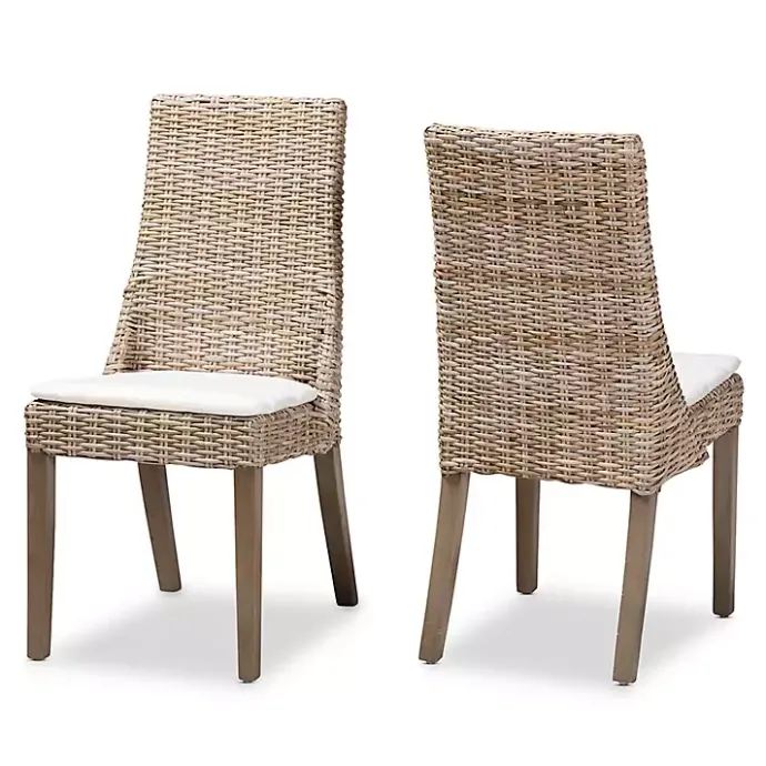 Sale Kirklands Home Natural Rattan High Back Dining Chairs, Set of 2 Brown