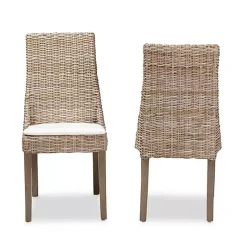 Sale Kirklands Home Natural Rattan High Back Dining Chairs, Set of 2 Brown