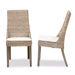 Sale Kirklands Home Natural Rattan High Back Dining Chairs, Set of 2 Brown