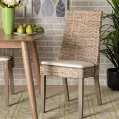 Sale Kirklands Home Natural Rattan High Back Dining Chairs, Set of 2 Brown