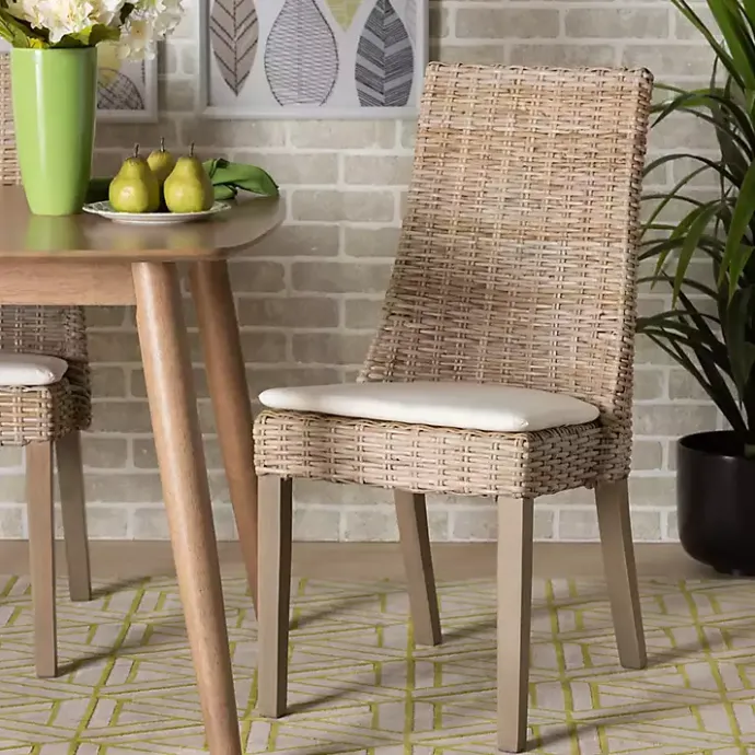 Sale Kirklands Home Natural Rattan High Back Dining Chairs, Set of 2 Brown