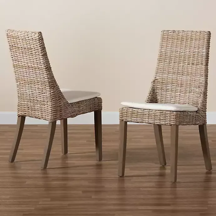 Sale Kirklands Home Natural Rattan High Back Dining Chairs, Set of 2 Brown