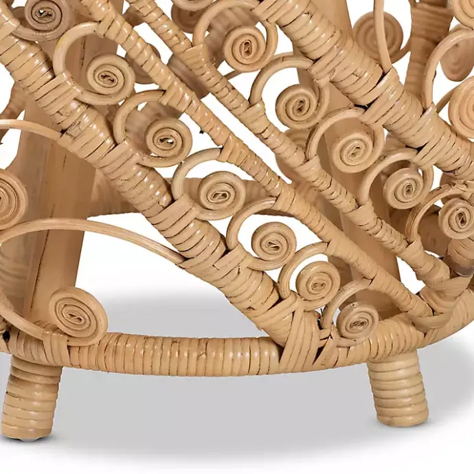 Kirklands Home Natural Rat Open Woven Accent Table Tan