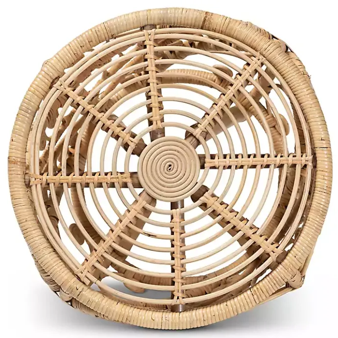 Kirklands Home Natural Rat Open Woven Accent Table Tan