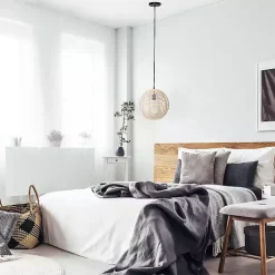 Kirklands Home Natural Rat Sphere Pendant Light Tan