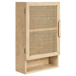 Outlet Kirklands Home Natural Rattan Wall Cabinet with Shelf