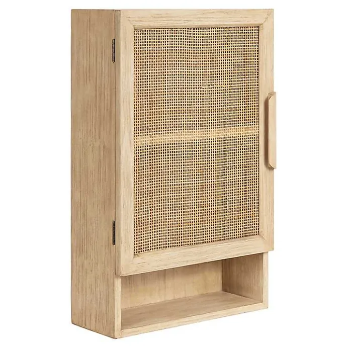 Outlet Kirklands Home Natural Rattan Wall Cabinet with Shelf