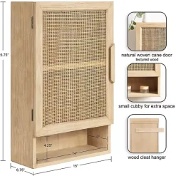 Outlet Kirklands Home Natural Rattan Wall Cabinet with Shelf