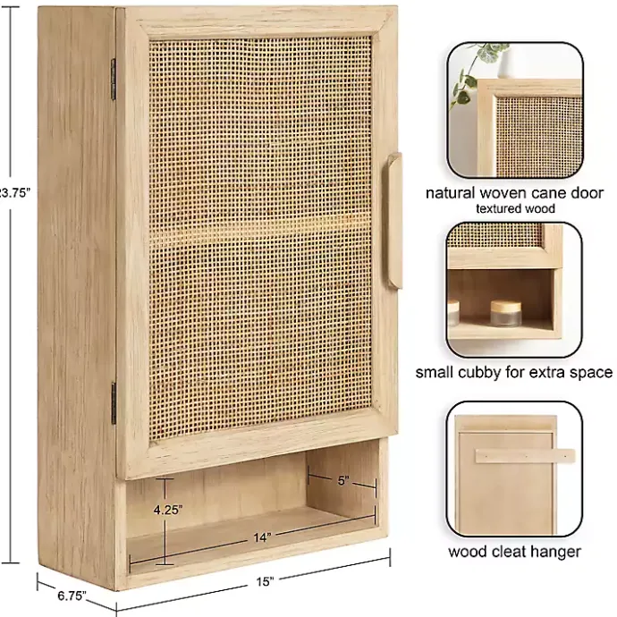 Outlet Kirklands Home Natural Rattan Wall Cabinet with Shelf