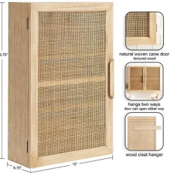 Outlet Kirklands Home Natural Rattan Wall Cabinet