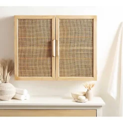 Outlet Kirklands Home Natural Rattan Wall Cabinet
