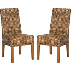 Outlet Kirklands Home Natural Rattan Wood Woven 2-pc. Dining Chair Set Brown