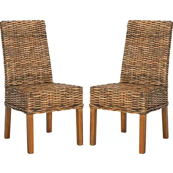 Outlet Kirklands Home Natural Rattan Wood Woven 2-pc. Dining Chair Set Brown