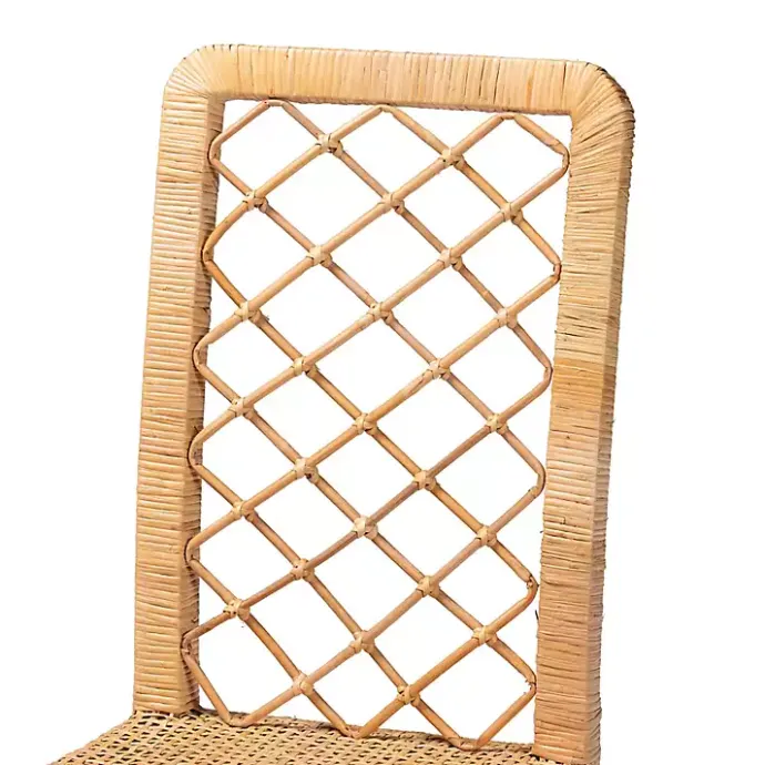 New Kirklands Home Natural Rat Woven Back Dining Chairs, Set of 2 Tan