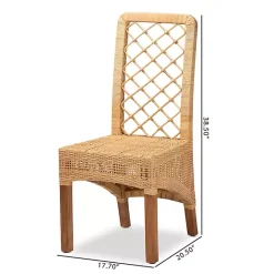 New Kirklands Home Natural Rat Woven Back Dining Chairs, Set of 2 Tan