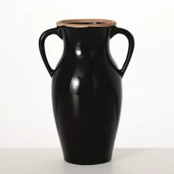Best Kirklands Home Natural Rimmed Onyx Urn Vase Black