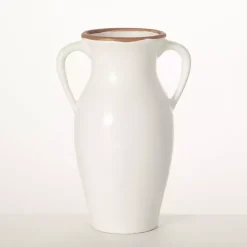 Sale Kirklands Home Natural Rimmed Urn Vase White