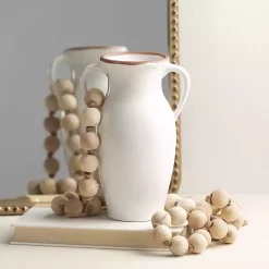 Sale Kirklands Home Natural Rimmed Urn Vase White