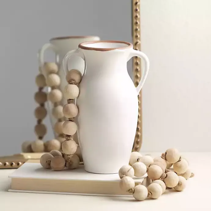 Sale Kirklands Home Natural Rimmed Urn Vase White