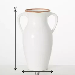 Sale Kirklands Home Natural Rimmed Urn Vase White