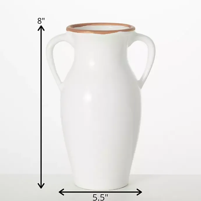 Sale Kirklands Home Natural Rimmed Urn Vase White